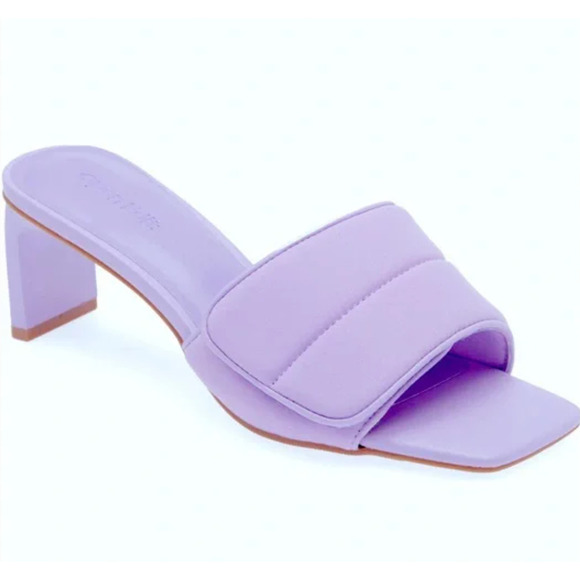 NWOT Open Edit Cava Slide Sandals 7.5 Purple Puffy Women Slip On 90s Square Toe - Picture 1 of 6